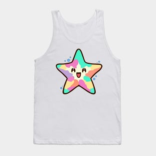 Happy smiling baby starfish with bubbles. Kawaii cartoon Tank Top